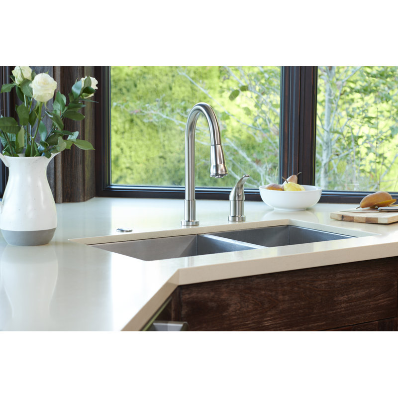 Pacific Bay Grandview Pull Down Kitchen Faucet with Soap Dispenser, Chrome