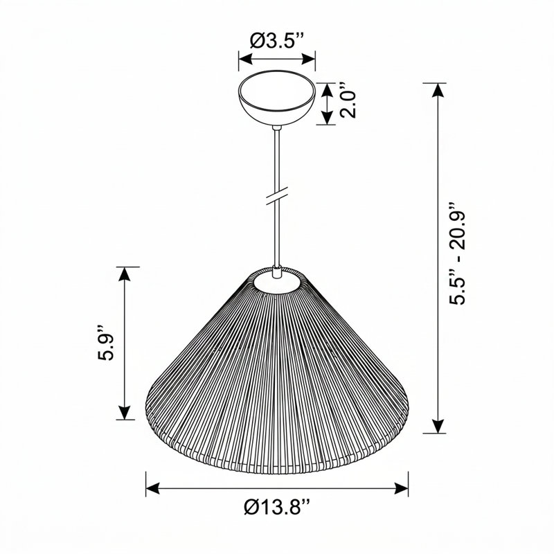 Boho Woven Rope Cone Pendant Light Chandelier