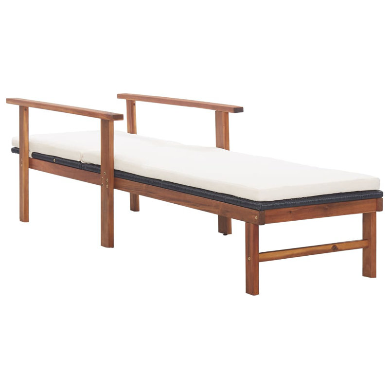 78.7" Long Acacia Single chaise with Cushions, White