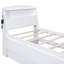 Lit plateforme avec tête de lit à DEL avec rangement, lit gigogne simple et 3 tiroirs, blanc-510115988