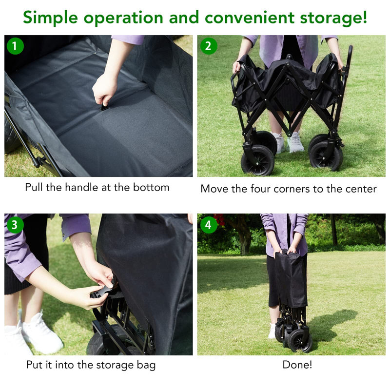 Wagon de camping pliant pliant avec frein