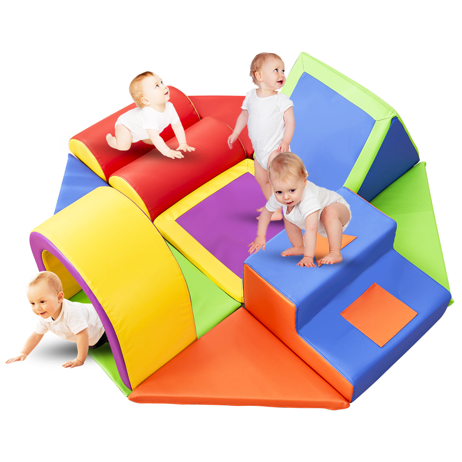  Climb and Crawl Activity Play Set - Climbing Foam Shape Toy for  Toddlers 5 Piece Soft Zone Climbing Blocks, Safe Indoor Crawling Gym  Equipment for Toddler, Infant, Baby Waterproof and Easy