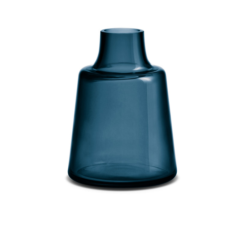 Vase de table en verre fait à la main Flora par Less Limits, Bleu foncé, H 9,4 po x l 6,7 po x P 6,7 po