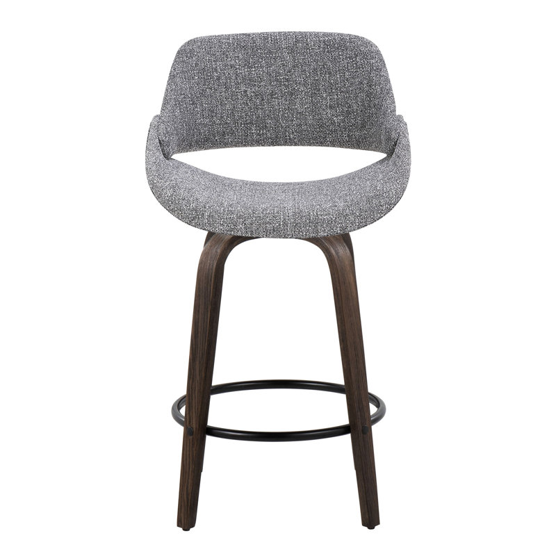 Tabouret de comptoir Mid-Century moderne à hauteur fixe avec pivot, Noyer foncé