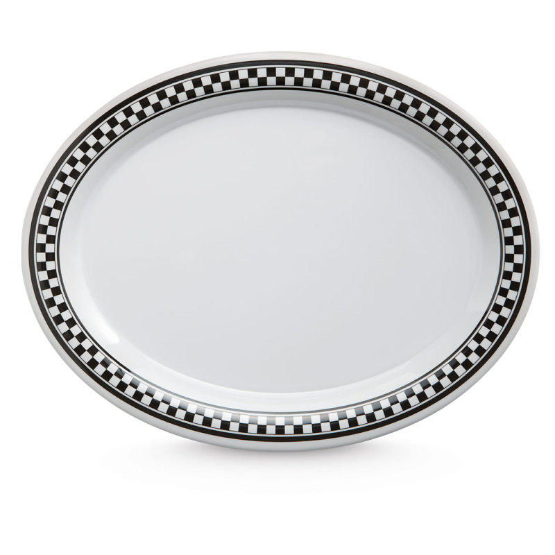 Plateau de service ovale en mélamine GET, assiette à gâteau Diamond (ensemble de 12), H 0,91 po x L 13,5 po x l 10,25 po