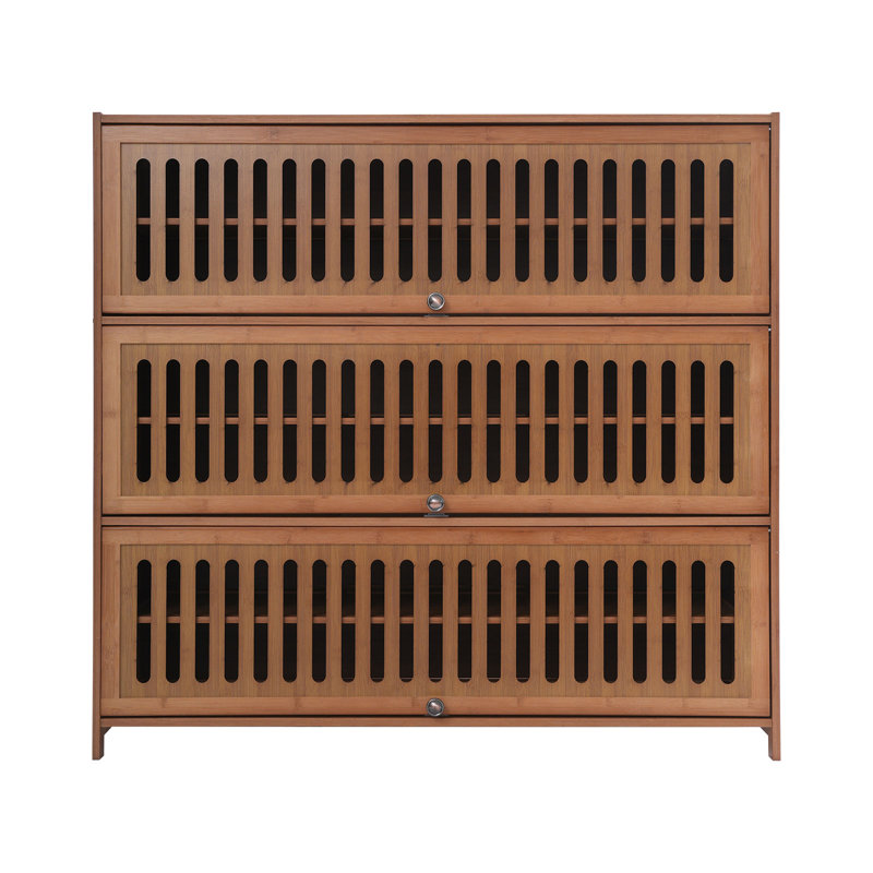 7-Tier Shoe Cabinet, Dark Brown Wood