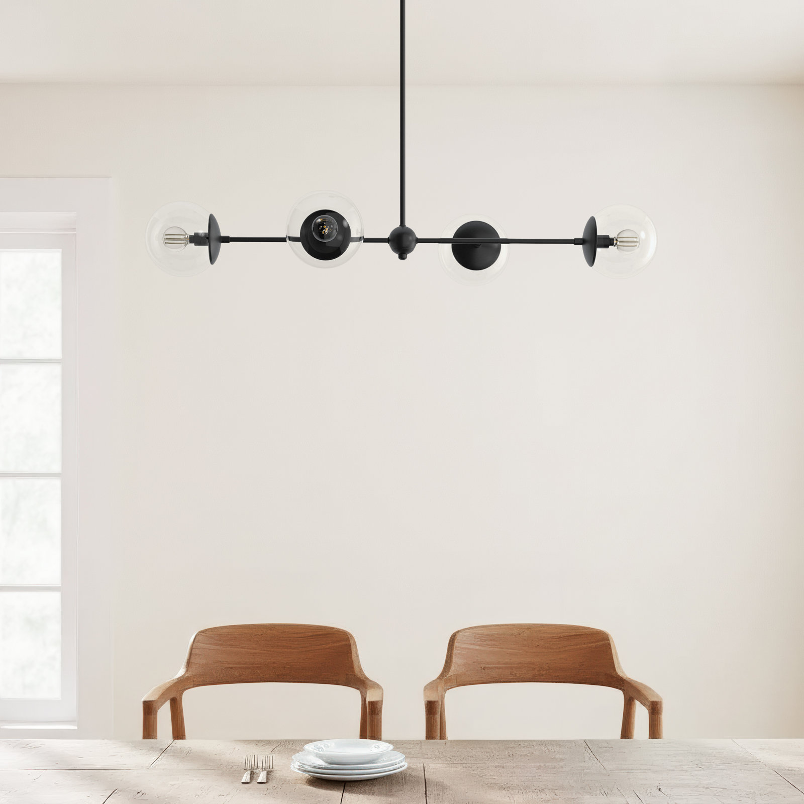 4-Light Chandelier, Matte Black