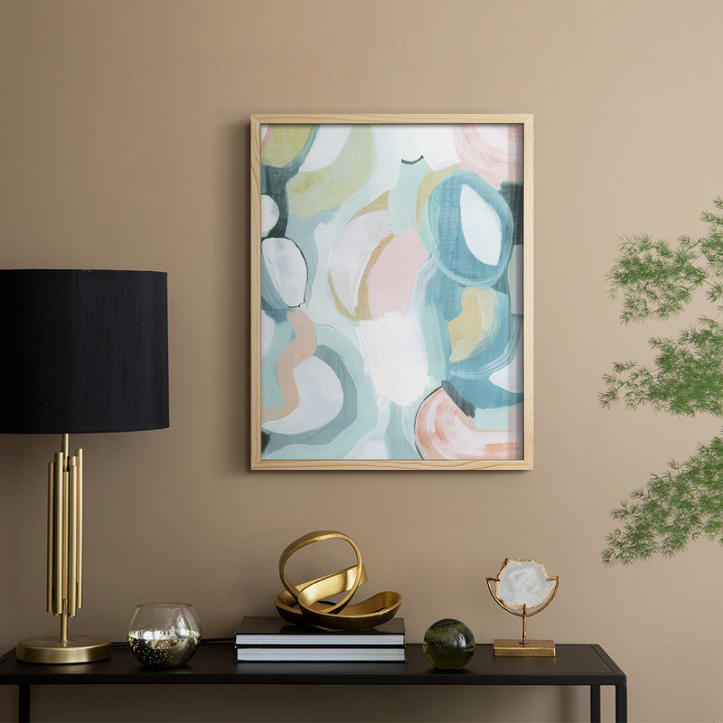 Pastel Garden Abstraction II Framed Print - Solid Wood, Natural, 11" H x 9" W