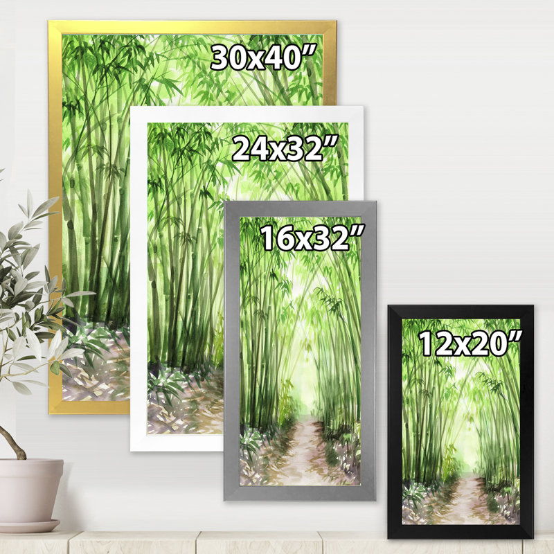«Little Road Bamboo Forest», reproduction sur toile, H 32 po x l 24 po x P 1,5 po, Toile encadrée d'or