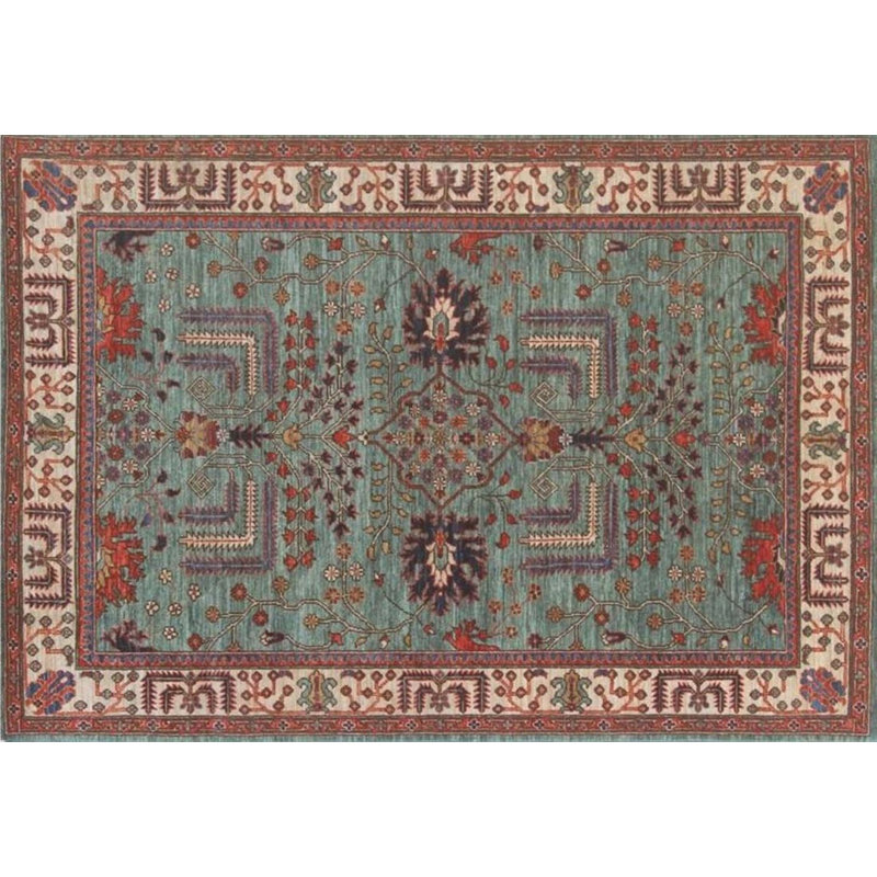 Transitional One-of-a-Kind Rectangle 4'2" X 6 Hand Knotted Area Rug