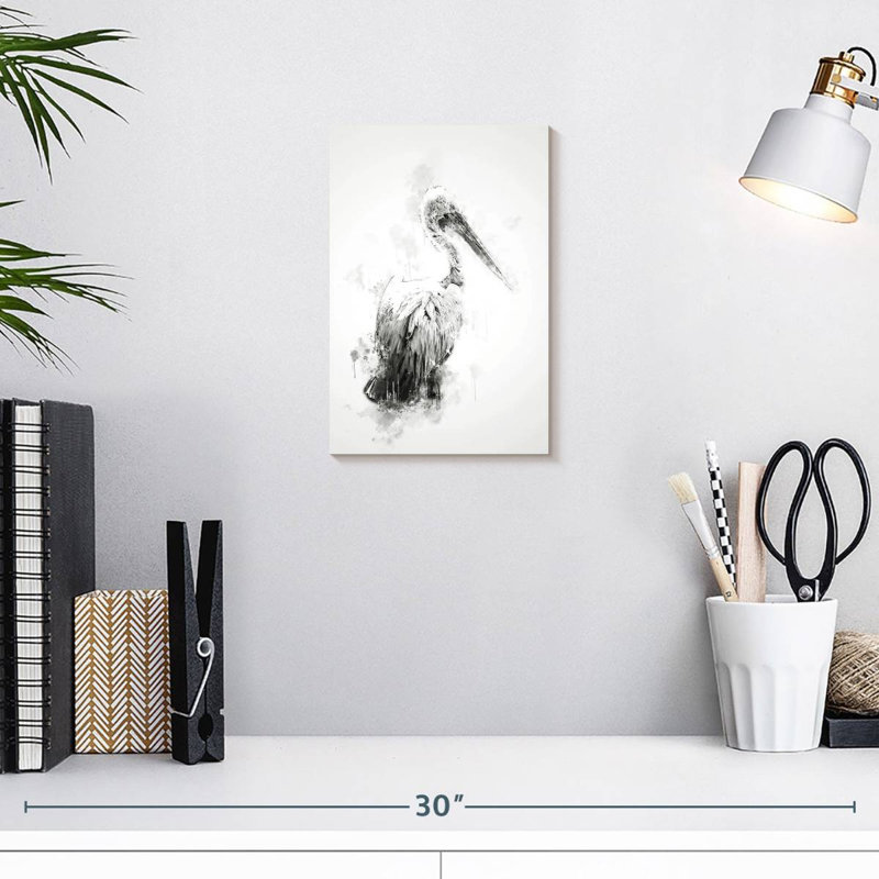 Brampt Pelican Black And White, 12" H x 8" W