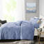 Housse de couette double / grand en velours bleu pervenche avec coussin - attrait luxueux