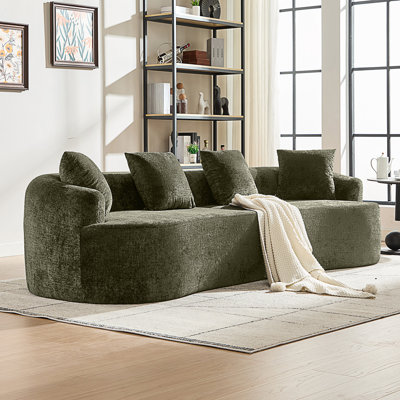 Curved Loveseat, Small Sofa with 3 Pillows, Deep Seat Couch