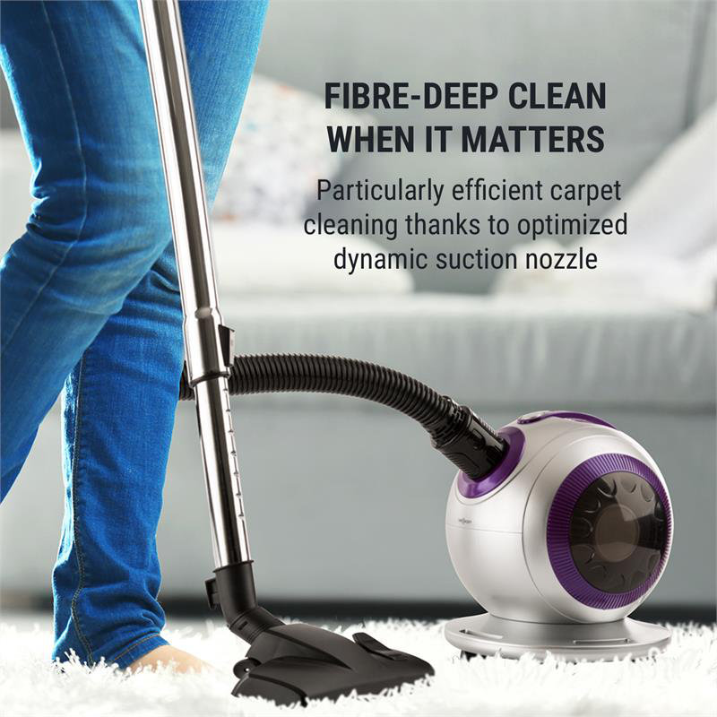 OneConcept Bagless Canister Vacuum, Silver and purple