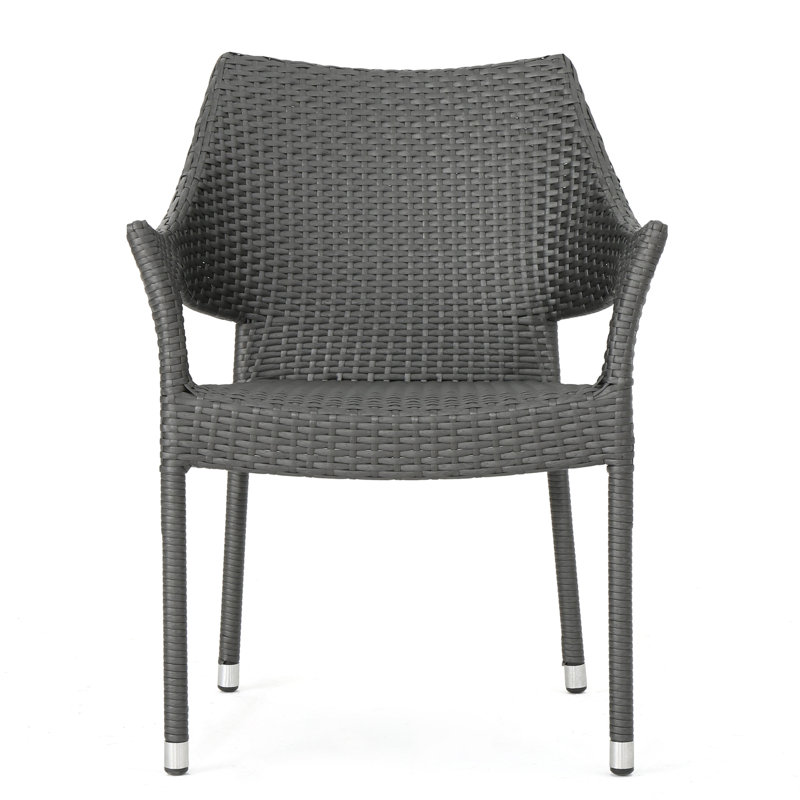 GREY PE WICKER STACKING ARMCHAIR,3PCS