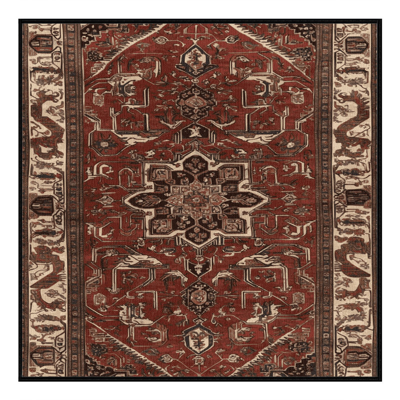 Machine Washable Persian Brown Area Rug, Square 5'
