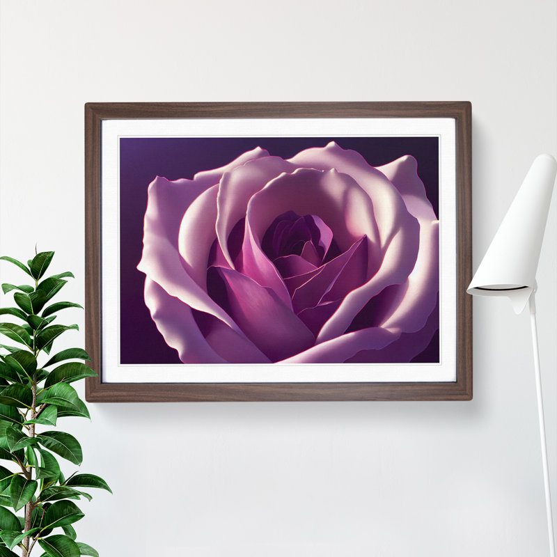 Dazzling Rose Flower - Single Picture Frame Print, Walnut, 46cm H x 64cm W x 2cm D