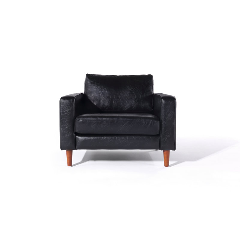 Fauteuil Cosmic, Cuir véritable noir