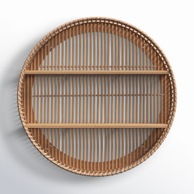 5"Wx31" Diameter, Bamboo Wall Shelf, Natural Finish, Rustic and Decorative Storage Solution for Bedroom, Bathroom, Office, Kitchen, or General Living Space.