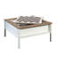 Table basse carrée blanche avec plateau d'échecs amovible, tablette cachée, détails en chêne, conception, installation rapide, carré de 37,68 po, accent inférieur de 19,54 po, assemblage facile,