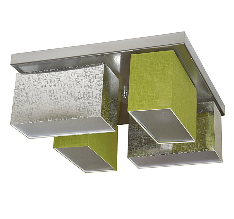 Partlow Fabric Semi Flush Mount, Sliver/Green