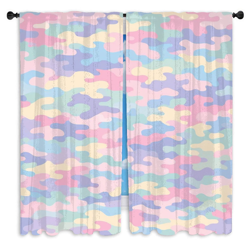Pastel Camouflage Pattern Window Curtains  Camouflage Sheer & Room Darkening - 2 Panels, Pastel Patterns 19