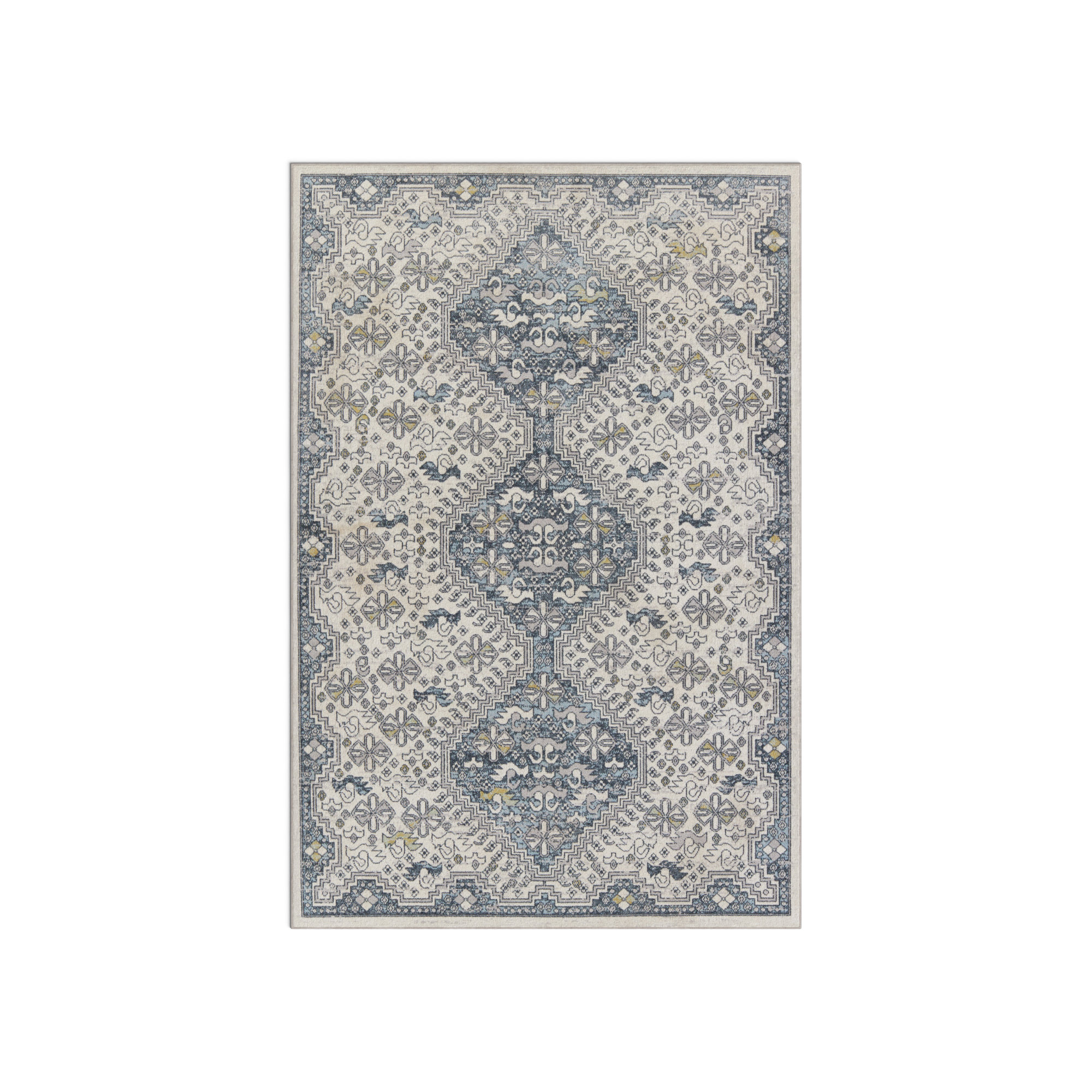 Phoebe Cream/Blue Rug, Rectangle 4' x 6'
