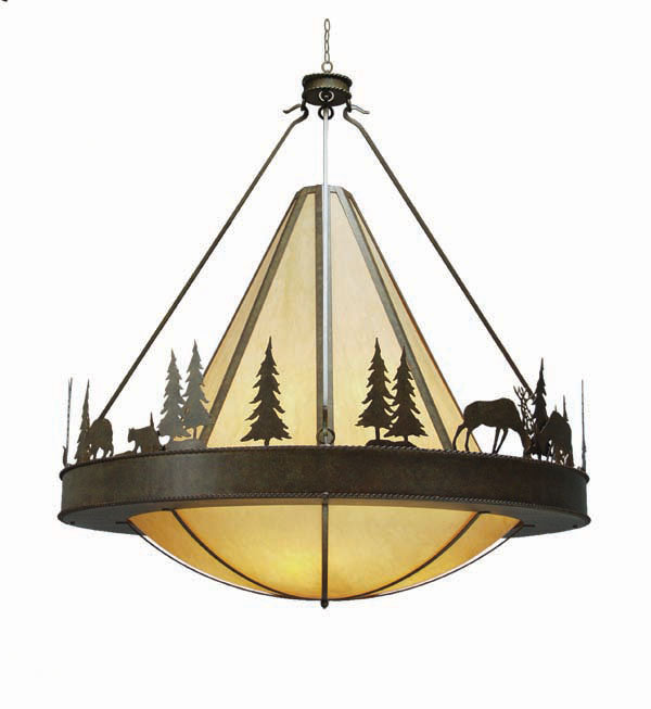 Luminaire suspendu inversé 8 lumières Verado, Rouille organique