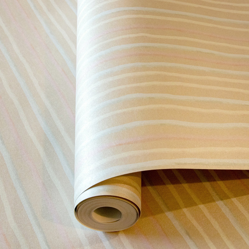 Alecxander Smooth Glitter Stripes 10.05m x 53cm Wallpaper Roll, Beige