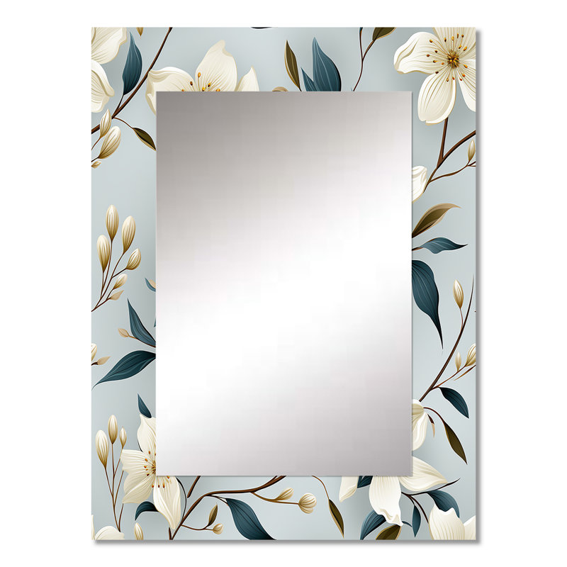Subtle Whispers - Floral Mirror Wall Decor, 32" x 24"
