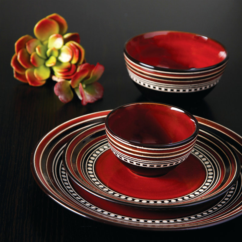 Service de table 16 pièces Gibson Elite Café Versailles - Rouge