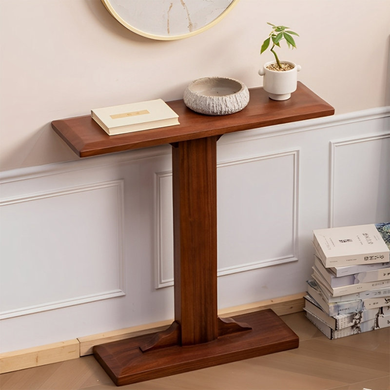 Minimalist Art Narrow Console Table, 31.5" H x 31.5" W x 9.84" D, Brown