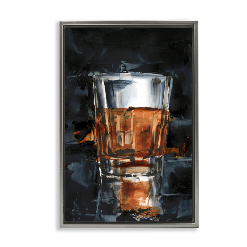  Toile flottante droite avec verre encadré Whiskey par Ethan Harper, H 25 po x l 17 po, Cadre flottant gris lustré