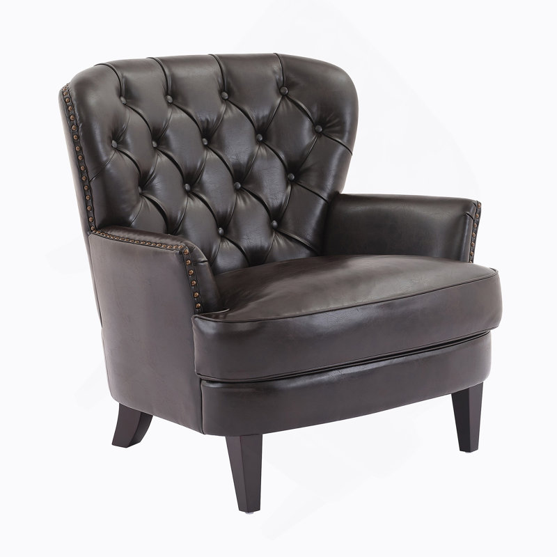 Moultrie Tufted Club Chair, Dark Brown