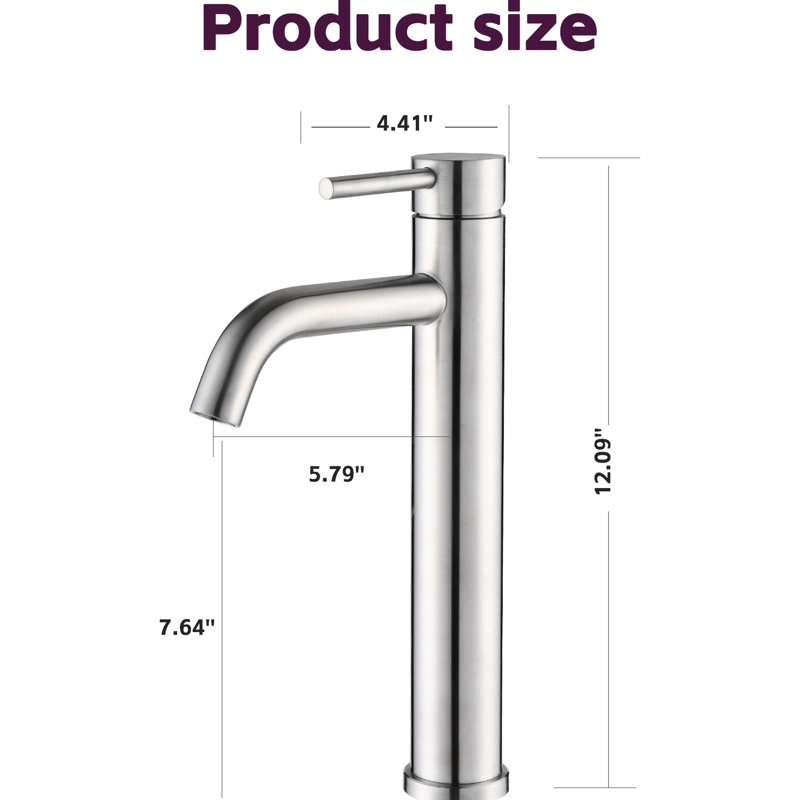 Brushed Nickel Lavatory Faucet Option - Modern Tall Single Handle One Hole Bathroom Sink Tap In Model, Brushed Nickel