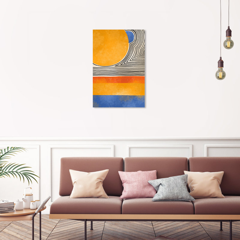 Abstrait soleil reflété sur toile jaune moderne, H 30 po x l 20 po x P 0,8 po
