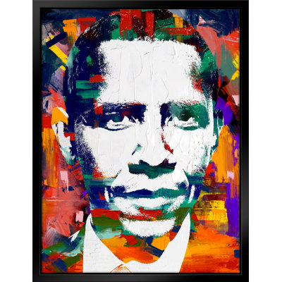 Obama Pop Art-Giclee on Canvas with Float Frame Vertical