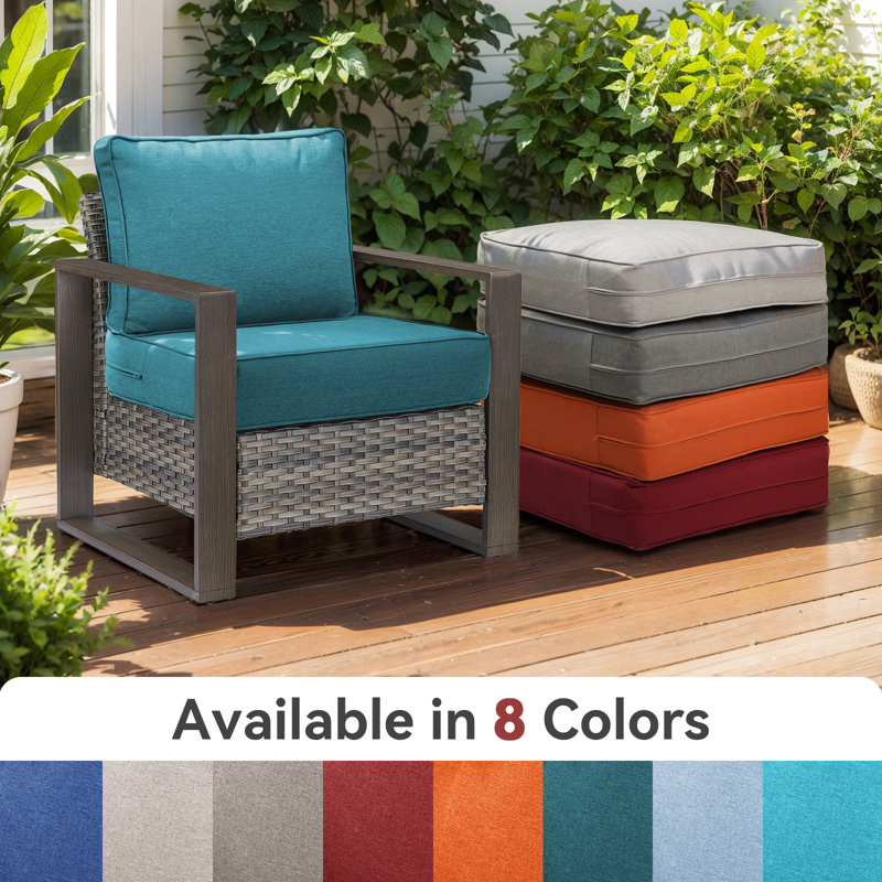 Ancolonia Outdoor 6" Thick Cushion Set - 24"W X 24"D Seat/Back Cushions For with Removable Cover,Replacement Patio Cushion Set for Chair,Sofa,Loveseat
