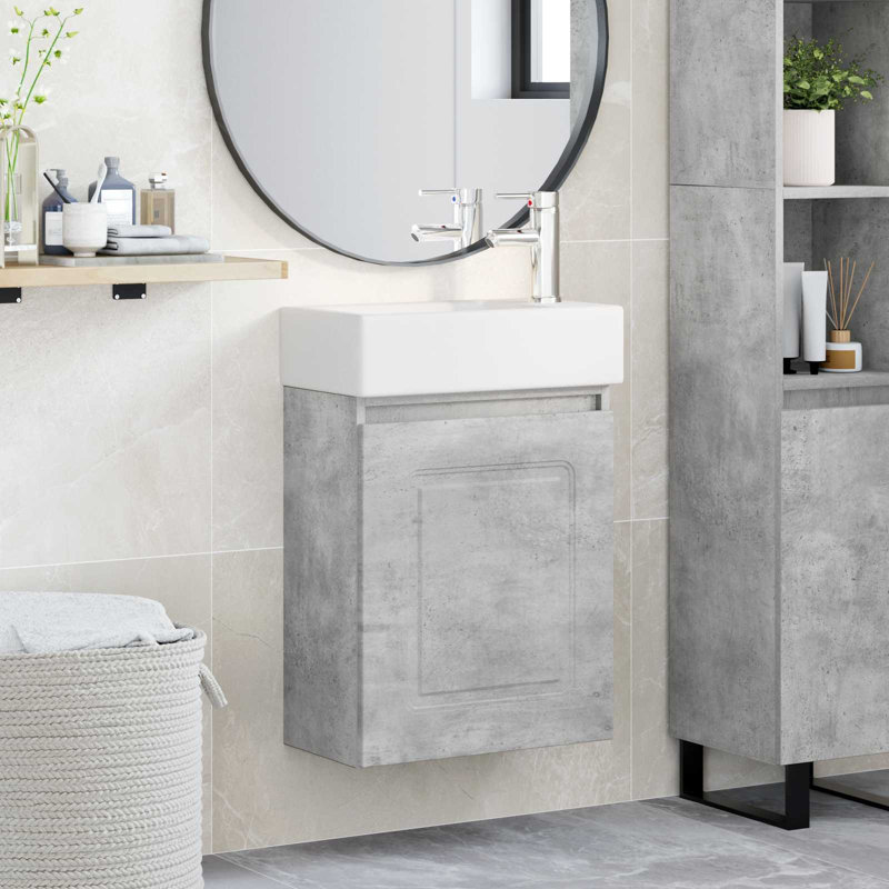 Single Bathroom Vanity with Ceramic Basin, Concrete Grey