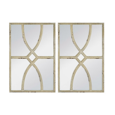 Rectangular Wooden Wall Mirrors with Distressed  Frame