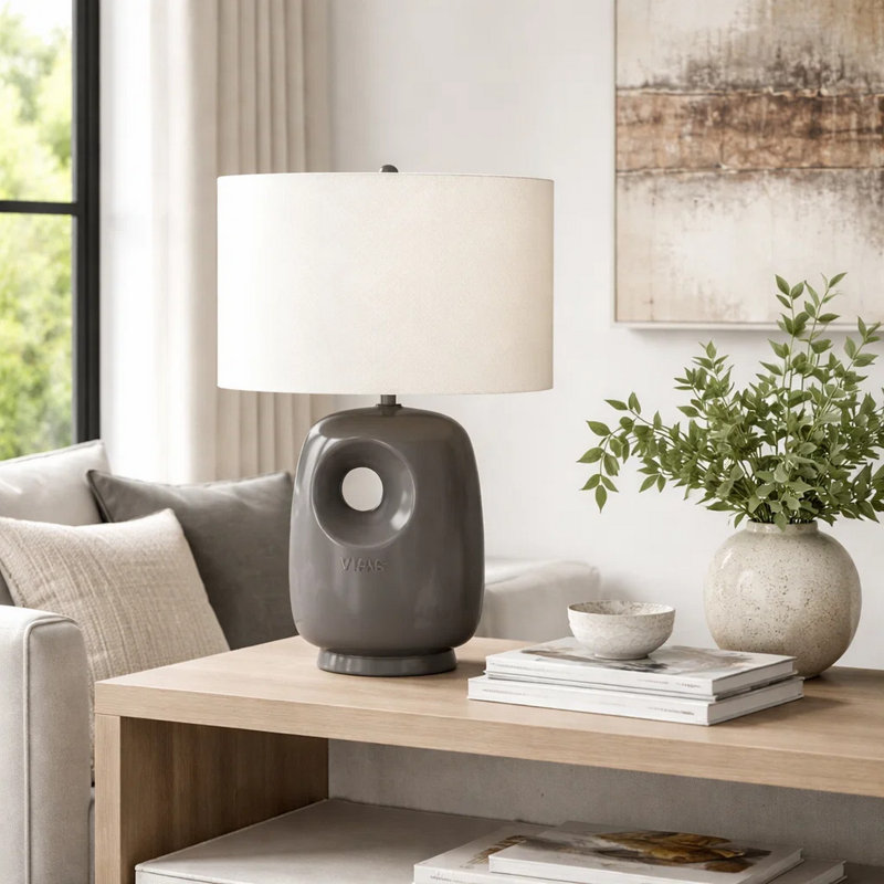 Lampe de table contemporaine et moderne, Argent / gris foncé