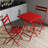 3 Piece Patio Bistro Set Of Foldable Square Table And Chairs, Red-125240410