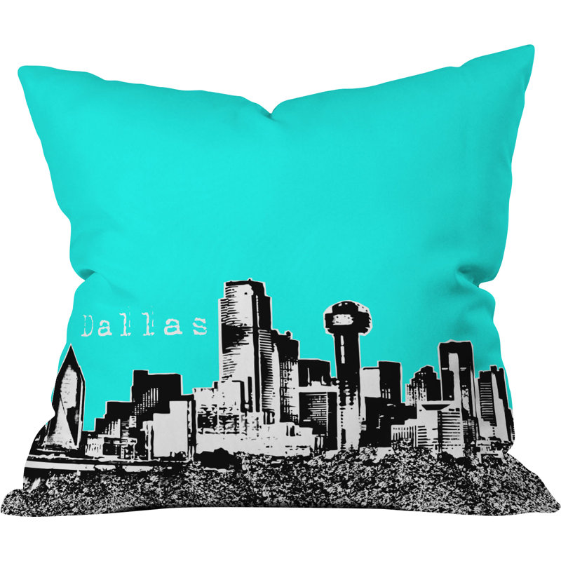 Coussin Bird Ave Dallas, 20 po x 20 po, Aigue-marine