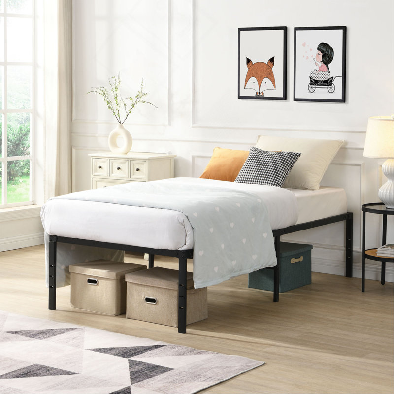 Bed Frame, Heavy Duty Metal Bed Frame, Quick & Easy Assembly, No Noise, Twin