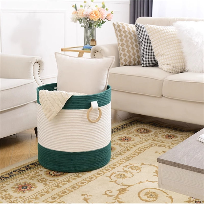 Fabric Laundry Hamper with Handles, Blue