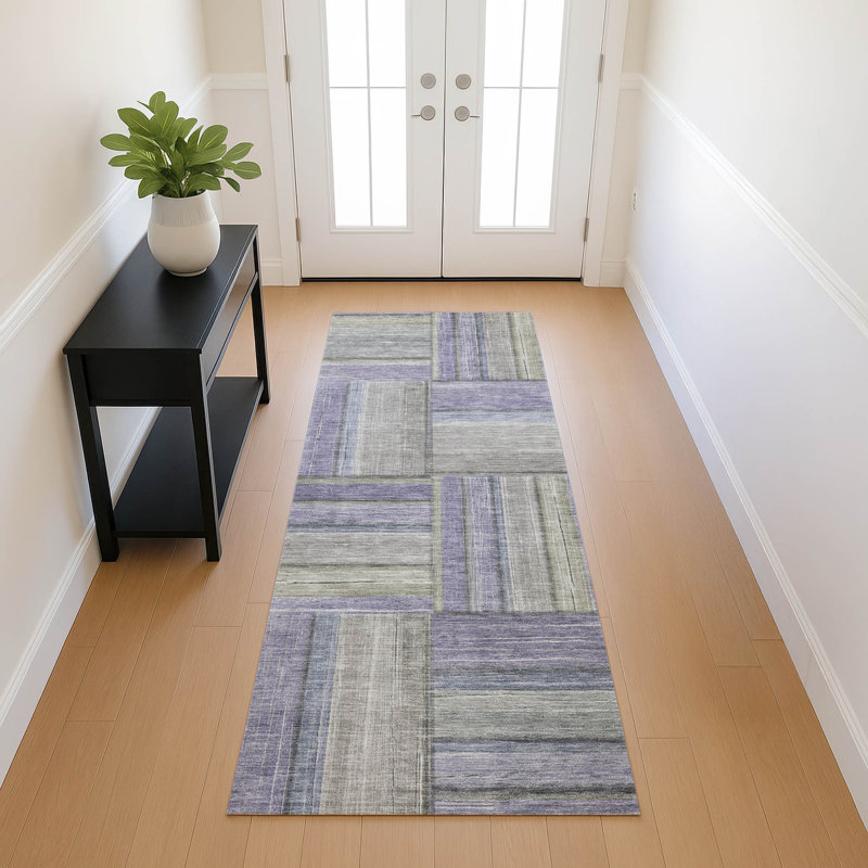 Tapis géométrique intérieur / extérieur lavable à la machine Jeffery ACN2285, Tapis de couloir 2 pi 3 po x 7 pi 6 po
