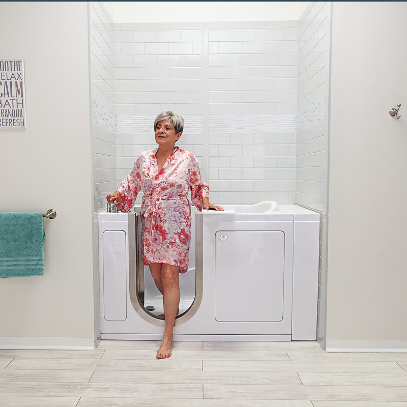 Ella Royal 32"x52" Acrylic Soaking Walk-In-Bathtub, Left Inward Swing Door, Heated Seat, 5 Piece Fast Fill Faucet, 2" Dual Drain