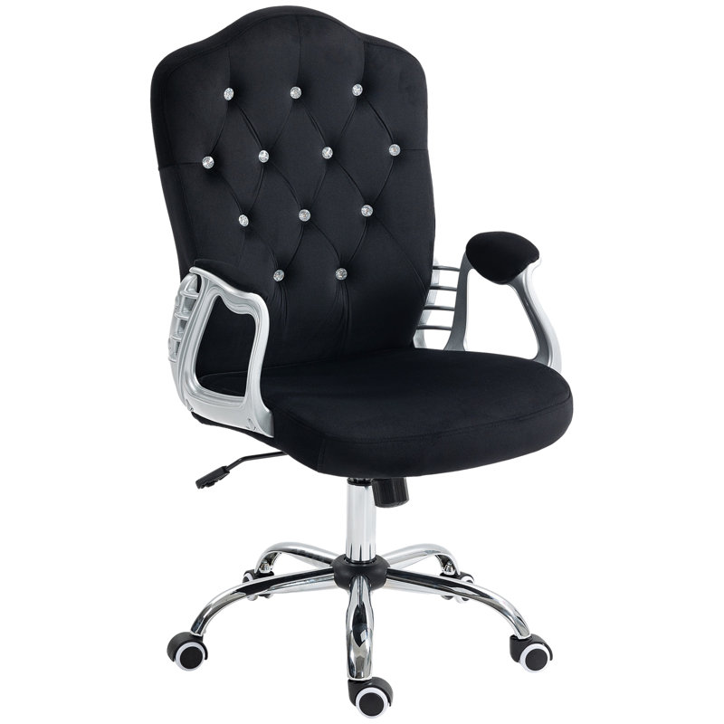 Kimar Chair with Padded Armrests, Black, Polyester Blend