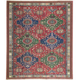 Hand-Knotted High-Quality Red and Blue Area Rug