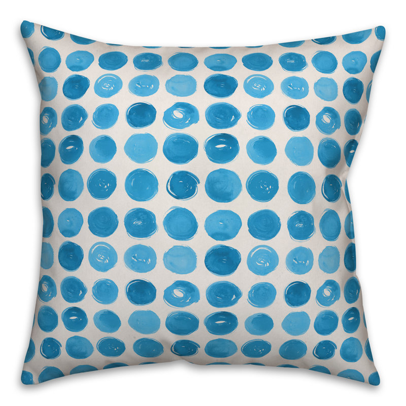  Coussin extérieur Watercolor Dots, Bleu / blanc, 16 po x 16 po, Pas de bourre